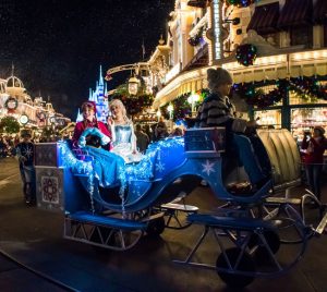 4 tips to effectively navigate Mickey's Very Merry Christmastime parade during the holidays at Walt Disney World.