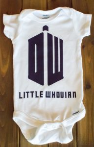Make an easy baby shower gift for the nerdy mom to be with a silhouette portrait machine! These nerdy baby onesies are perfect for the ultimate Whovian or Potterhead.