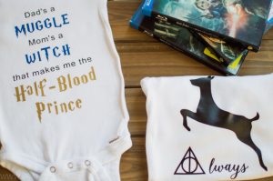 Make your own Harry Potter inspired onesies for a new baby whose parents are obsessed with HP! What a great way to honor your favorite Hogwarts Professor and pass on that love to the next generation.