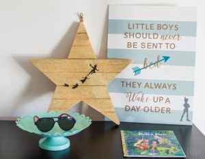 Create a sweet and sentimental piece of art for a little boy's room with this famous quote from J.M. Barrie's Peter Pan. Perfect for a Peter Pan Nursery!