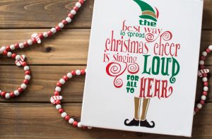 Spread some Christmas cheer with this adorable canvas quote art from the movie Elf! Give it as a gift or hang it in your home as a reminder to sing loud and proud this holiday season!