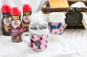 Make a coffee lovers gift basket to give to a new mommy so she can treat herself to a few moments of alone time to jump start her day. #sipindulgence #ad