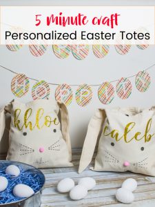Do you have five minutes? Use your Silhouette Machine to make these personalized Easter totes for your little ones and their friends!