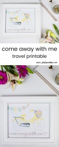 Display this sweet and simple Come Away With Me travel printable as a reminder to get lost and make memories with the ones you love this summer.