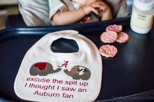 Make a cute football themed bib for the new dad in your life with your Silhouette machine and include it in a new dad gift basket! #MomsHelper #ad