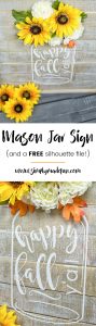 Celebrate Fall in Southern-style using my FREE Fall silhouette file and make your very own mason jar sign! So cute if you love rustic decor!
