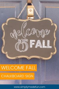 Make your own Fall sign in three easy steps! Grab your Silhouette machine, vinyl, and a chalkboard pen to make it happen.