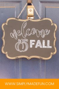 Make your own Fall sign in three easy steps! Grab your Silhouette machine, vinyl, and a chalkboard pen to make it happen.