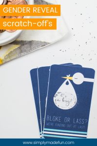 Download these gender reveal scratch-off tickets and use them to creatively tell your friends and family whether you're team pink or blue!