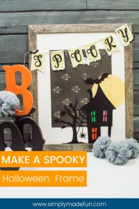 Spooky Halloween Frame - I hate the scary aspect of Halloween so I typically don't decorate for the holiday. But I found the perfect non-scary Silhouette file and paired it with my paper banner to create a fun Halloween decoration that's more cute than spooky!