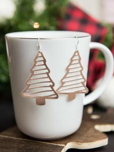 Faux suede Christmas Tree Earrings