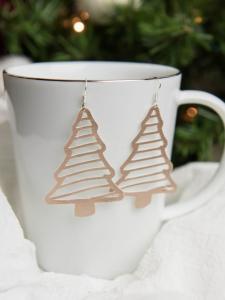Faux suede Christmas Tree Earrings