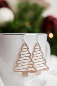 Faux suede Christmas Tree Earrings