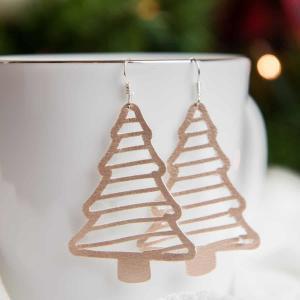 Faux suede Christmas Tree Earrings