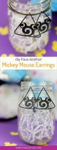 Faux Leather Mickey Mouse Earrings - If you hate heavy earrings as much as I do you'll love using faux leather to make stylish and lightweight ones of your own! You can buy leatherette from the Silhouette Store and DIY your own faux leather mickey mouse earrings with your Silhouette machine, just in time for your next Disney vacation!
