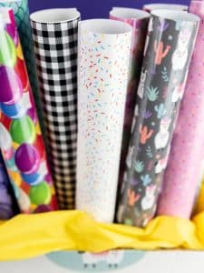 Rolls of Heat Transfer and Adhesive Patterned Vinyl to use for projects