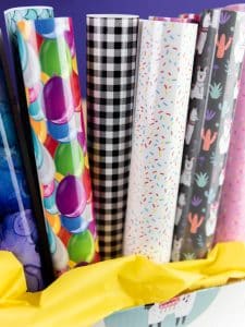 Rolls of Heat Transfer and Adhesive Patterned Vinyl to use for projects