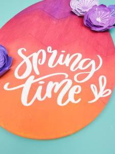 Gradient Wooden Easter Egg - This wooden Easter egg from the Target Dollar Spot is a bold and colorful DIY that is the perfect door decoration to welcome in Springtime!