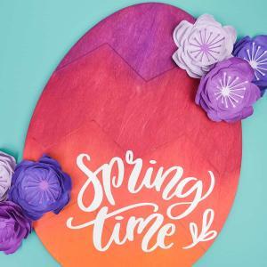 Gradient Wooden Easter Egg - This wooden Easter egg from the Target Dollar Spot is a bold and colorful DIY that is the perfect door decoration to welcome in Springtime!