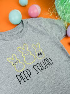 Peep Squad Easter Shirt - I really wanted something than the cute Easter shirts I've been seeing so I decided to do something a little different. This geeky Peep squad shirt is PERFECT for little boys and is so easy to make with heat transfer vinyl and your Silhouette Machine!