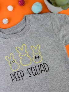 Peep Squad Easter Shirt - I really wanted something than the cute Easter shirts I've been seeing so I decided to do something a little different. This geeky Peep squad shirt is PERFECT for little boys and is so easy to make with heat transfer vinyl and your Silhouette Machine!