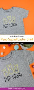 Peep Squad Easter Shirt - I really wanted something than the cute Easter shirts I've been seeing so I decided to do something a little different. This geeky Peep squad shirt is PERFECT for little boys and is so easy to make with heat transfer vinyl and your Silhouette Machine!