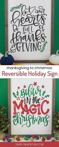 Reversible Hand Lettered Thanksgiving to Christmas Sign