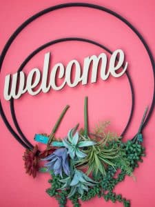 Some of the materials needed to make your own faux succulent wreath.