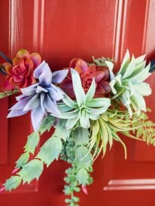 Use fake plants to make a faux succulent wreath for your front door!