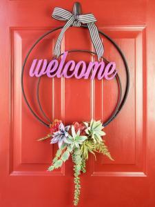 Use fake plants to make a faux succulent wreath for your front door!