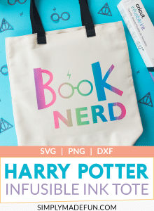 Harry Potter Tote Bag made with Cricut's Rainbow colored Infusible Ink