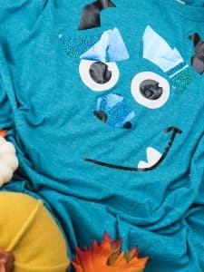 Sully from Monsters Inc Halloween costumes made with heat transfer vinyl and a Silhouette machine