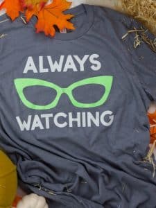 Roz from Monsters Inc Halloween costume made with heat transfer vinyl and a Silhouette machine