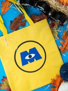 Monsters INC Halloween trick or treat bag with iron on vinyl