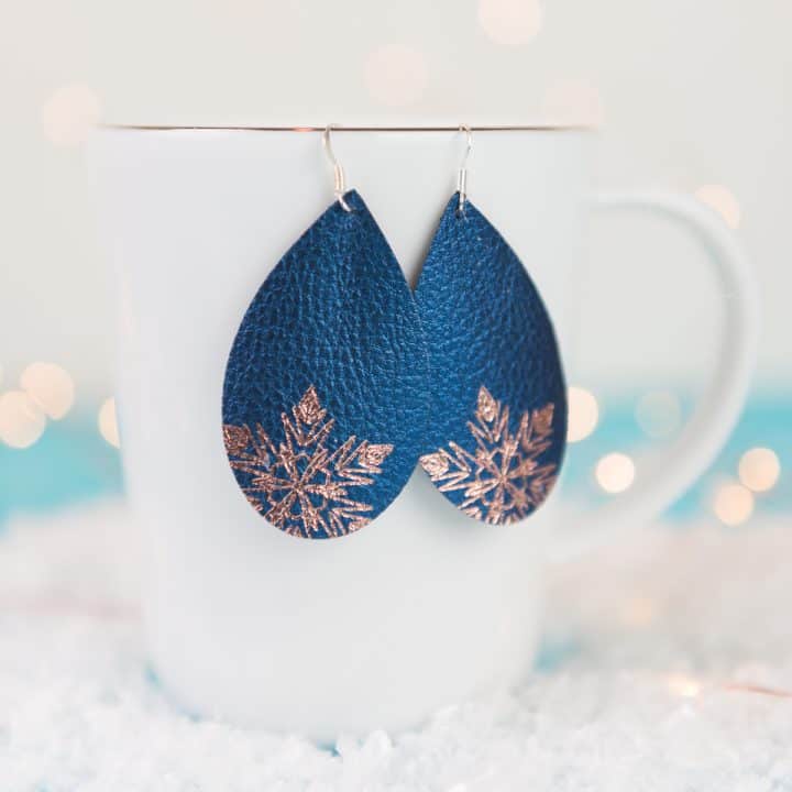Elsa Inspired Faux Leather Earrings with Foil Quill Pens