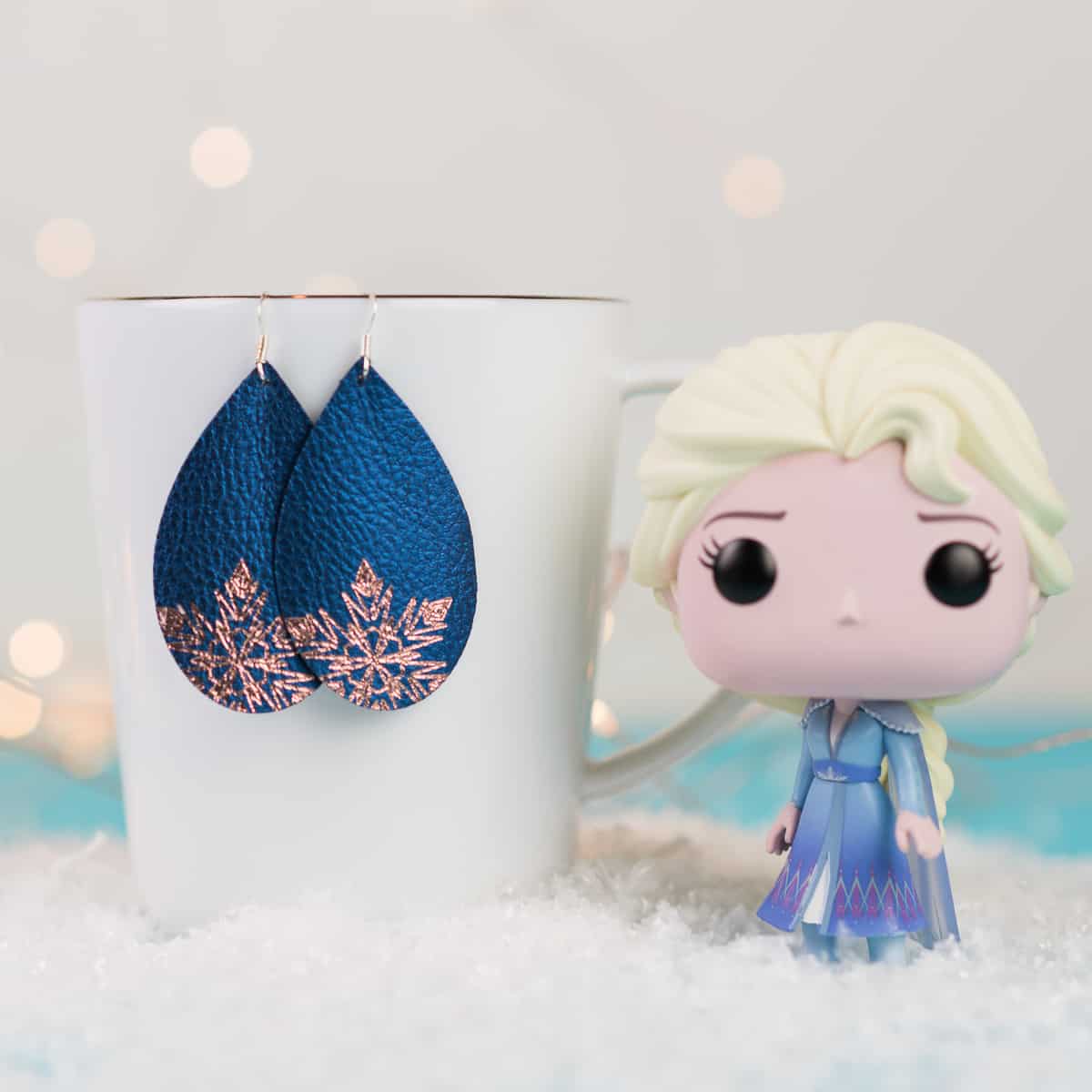 Elsa Inspired Faux Leather Earrings with Foil Quill Pens