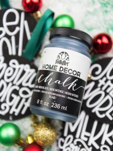 Use chalk paint on laser cut wood rounds from Hobby Lobby to make your own Christmas ornaments!