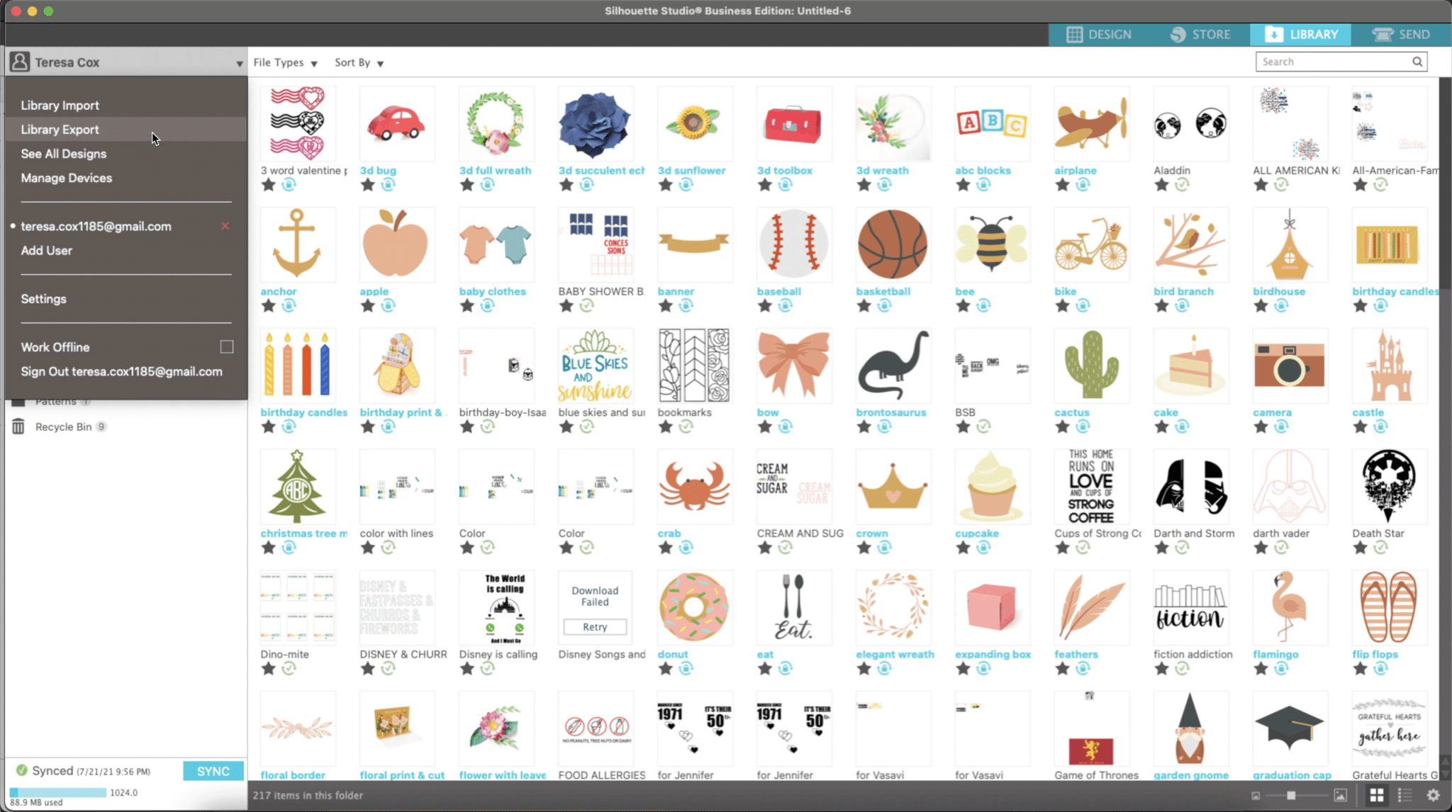 Learn how to back up the Silhouette Design Library V 4.4 or higher to a cloud-based server or your local hard drive.