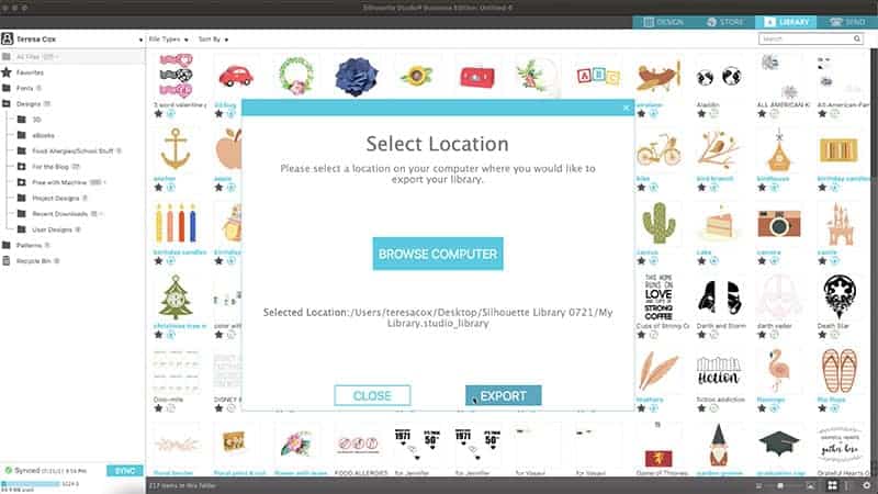Learn how to back up the Silhouette Design Library V 4.4 or higher to a cloud-based server or your local hard drive.