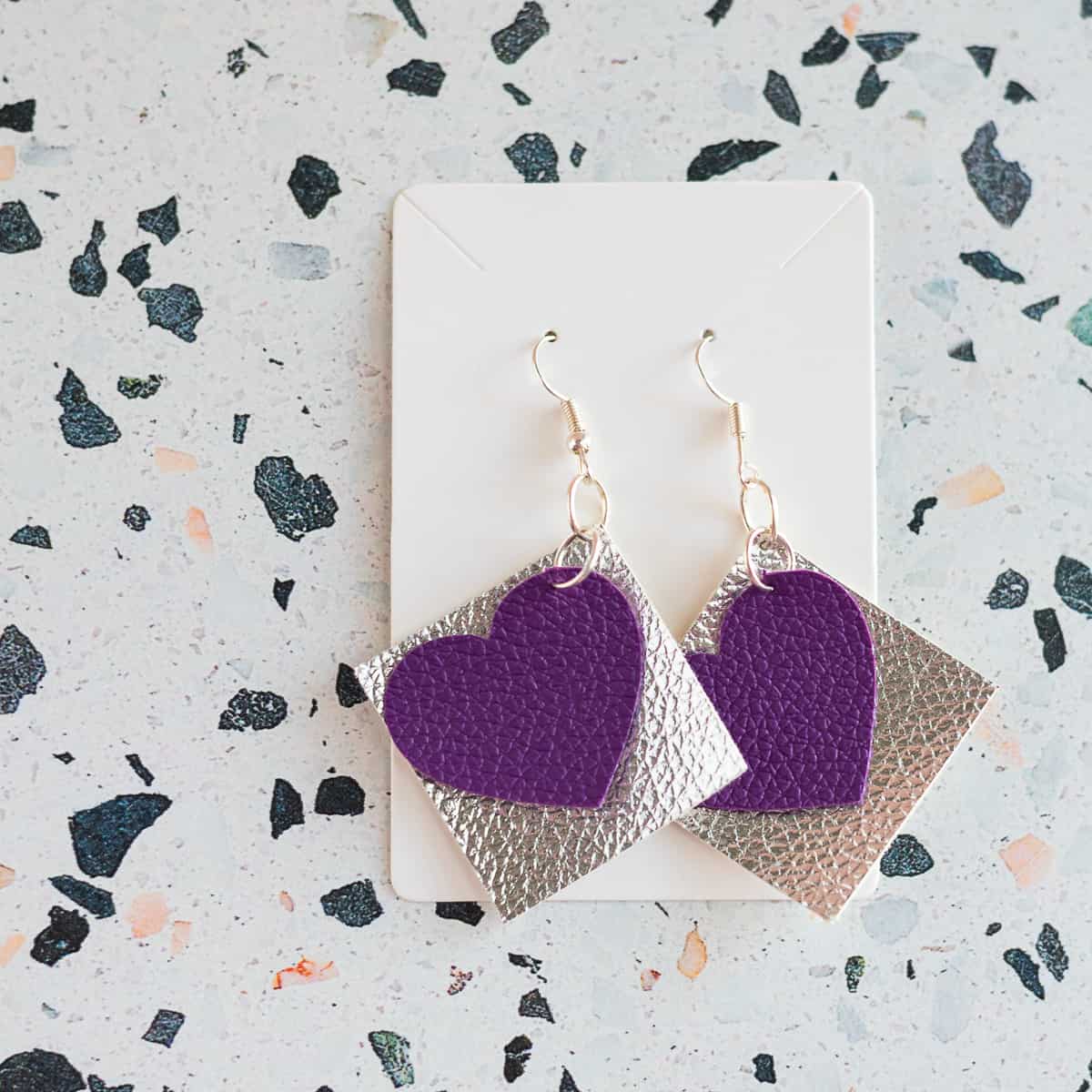 Faux Leather Valentine Heart Earrings